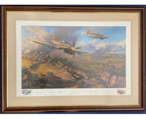 WW2 6 Signed Nicolas Trudgian Colour Print Titled Typhoons At Falaise 25 of 600 Housed in a Presentation Frame. Signatures in