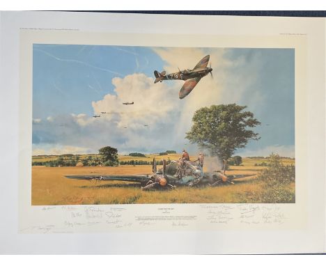 25 Signed Robert Taylor Colour Print Titled Fight for The Sky. Presentation Copy. Signatures in pencil include Ben Bennions, 