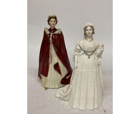 TWO QUEEN FIGURES - ROYAL WORCESTER QUEEN'S 80TH BIRTHDAY 2006 AND COALPORT QUEEN VICTORIA 150TH ANNIVERSARY LIMITED EDITION 