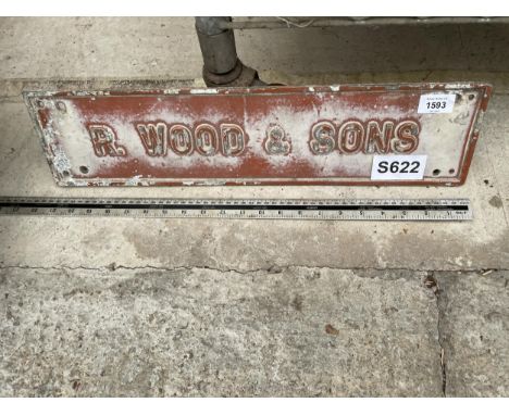 A CAST ALLOY 'R WOOD &amp; SONS' SIGN 