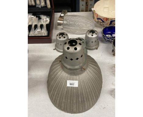 TWO VINTAGE LIGHT SHADES AND THREE GALLERIES 