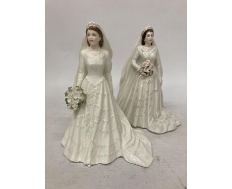 TWO QUEEN FIGURES - ROYAL WORCESTER HER MAJESTY QUEEN ELIZABETH II DIAMOND WEDDING ANNIVERSARY AND COALPORT 'THE QUEEN' LIMIT