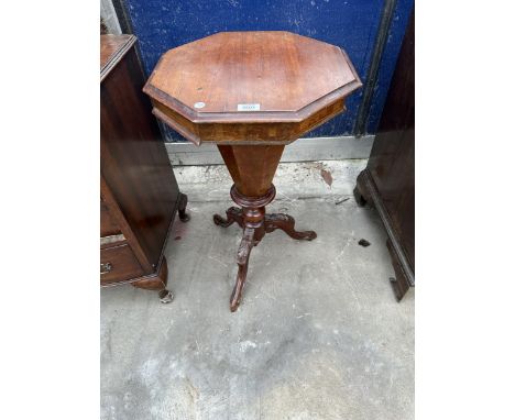 A VICTORIAN MAHOGANY TRIPOD SEWING TABLE 