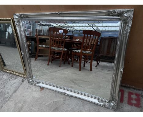 A SILVER GILT BEVEL EDGE WALL MIRROR, 46 X 36" 