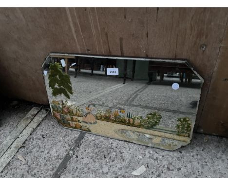 AN ART DECO FRAMELESS WALL MIRROR, 22 X 13" 
