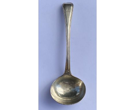 A VICTORIAN 1847 HALLMARKED LONDON SILVER LADLE, MAKER CHAWNER &amp; CO, LENGTH 17 CM, WEIGHT 70 GRAMS 