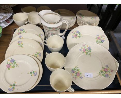 A NEWHALL POTTERY TEASET TOGETHER WITH AN INDIAN TREE BURLEIGH WARE JUG 