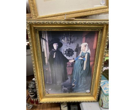 A VINTAGE STYLE PRINT IN A GILT FRAME 