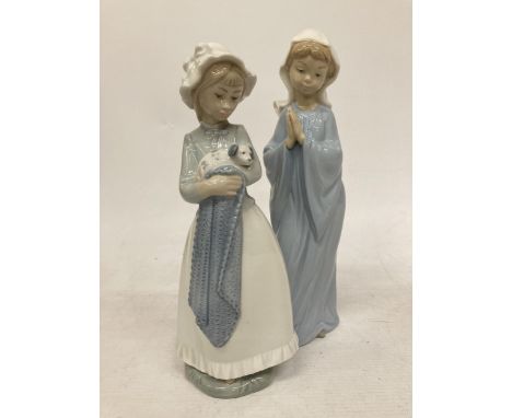 TWO NAO LLADRO FIGURES TO INCLUDE GIRL WITH A DOG 