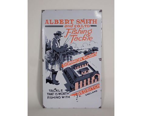 An 'Albert Smith and Co. Ltd Fishing Tackle, Tackle that is worth fishing with' enamel Sign 1ft 8in H x 1ft W 