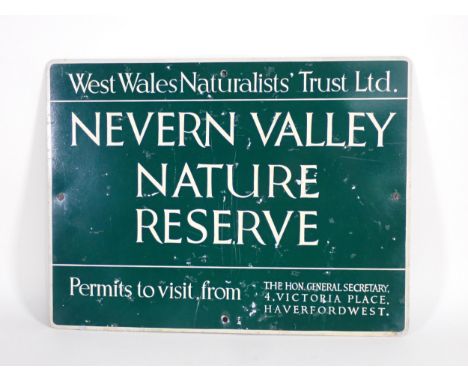 A 'West Wales Nevern Valley Nature Reserve' enamel Sign 1ft 8in W x 1ft 3in H 