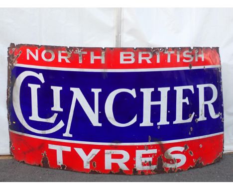 A Clincher Tyres North British enamel Sign 7ft 10in L x 4ft H 