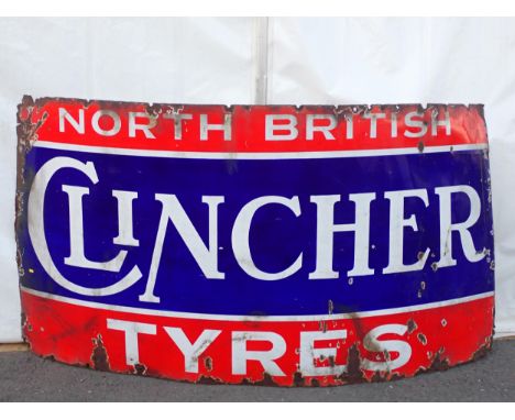 A Clincher Tyres North British enamel Sign 7ft 10in L x 4ft H 