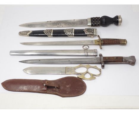 A modern Scottish Officer's Dirk, a Japanese Officer's Dagger in steel scabbard and a Long Lee-Enfield Bayonet (NB: PLEASE NO