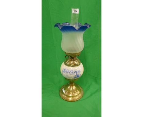 Blue and white oil lamp 