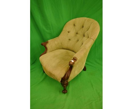 Victorian well-shaped button-back armchair 