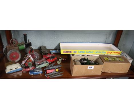 Mamod steam engine together with Astra Anti-tank model and collection of diecast models etc 