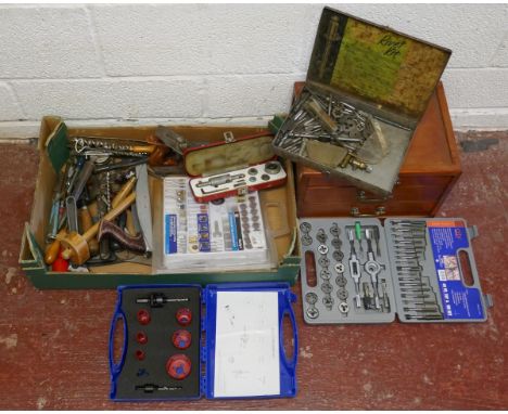 Collection of tools to include tap and die sets etc 