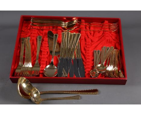 A part canteen of K + G 24 karat gold plated Vergoldet cutlery,&nbsp;a quantity of loose mother-of-pearl handled cutlery, inc