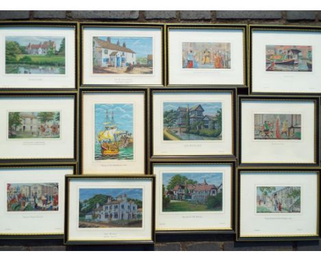 Twelve Brocklehurst Whiston Macclesfield silks, to include The Goods Wharf, The Spinning Wheel, The Wizard, The Hanging Gate,
