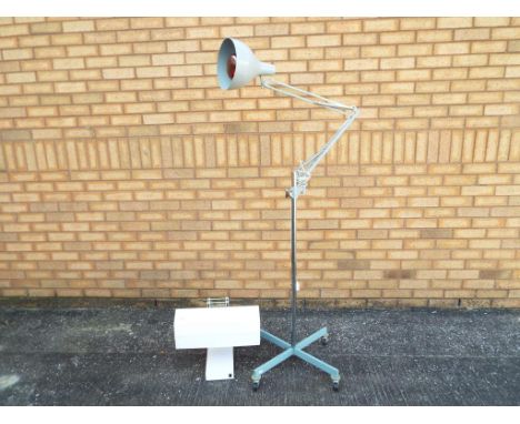 A retro Poise standard lamp, grey and a further metal lamp with spring, hinged lamp, model #1039F [2].