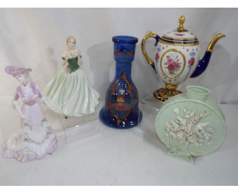 A mixed lot of glassware and ceramics to include a Royal Worcester figurine entitled Keepsake #6904, a Coalport figurine enti