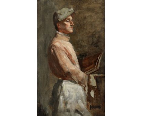 Frederic Whiting (British, 1874-1962)Study of a jockey oil on canvas51.1 x 30.8cm (20 1/8 x 12 1/8in).Footnotes:The present p