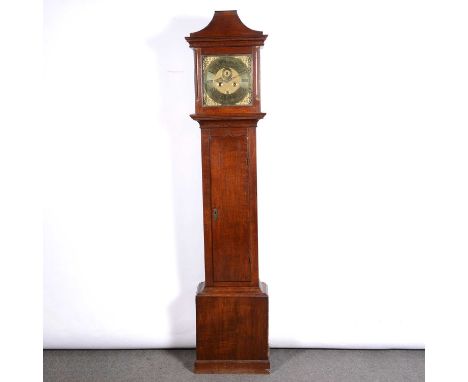 Richard Martin, Northampton, oak longcase clock, square brass dial with second dial and date aperture, eight-day movement, th