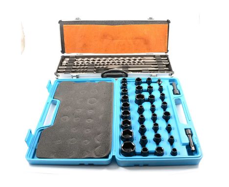 Makita D21191 chisel hammer bits, cased and a impact socket set unbranded.