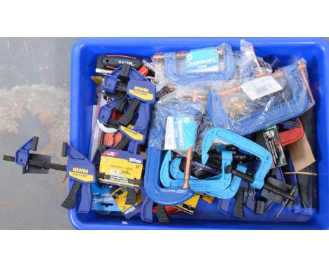 A large quantity of various clamps and tools one box.