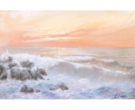 L Capozzi, Seascape,signed, oil on canvas, 61x 91cm.