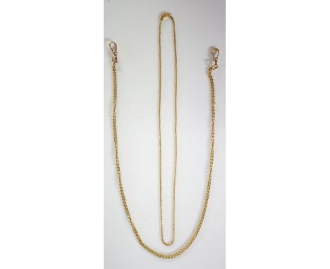 A 9ct gold curb link chain, 46cm long, 18gms; an Italian 18ct yellow gold chain, 44cm long, 7gms (2)