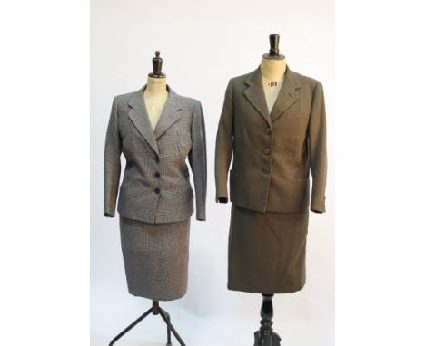 Two 1940s tweed suits by J Nissen, 20 Conduit St. W1; a 1970s Laura Ashley floral full-length cotton dress; a 1970s Laura Ash