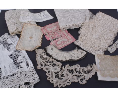 A collection of late 19th and early 20th century lace and trimmings, including: a panel of Continental lace edged with bobbin