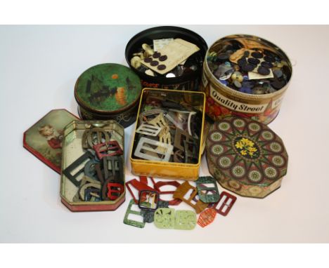 A large collection of early to mid 20th century buttons and buckles, including: 1920s and 1930s sets of blouse, dress and coa