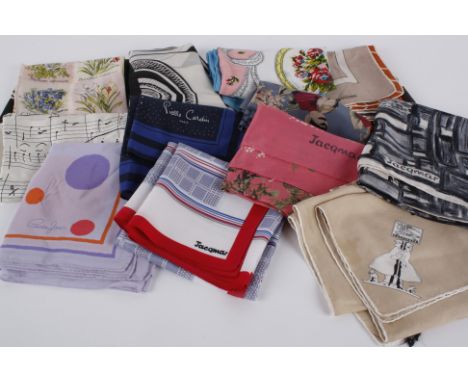 A large collection of  ladies vintage silk, chiffon and cotton scarves, including: Pierre Cardin, Christian Dior, Jacqmar, Li