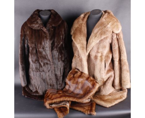 An early 1960s three-quarter length squirrel fur coat by Browns of Chester; together with a fur evening stole of similar vint