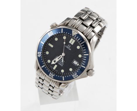 A gents Omega Seamaster Professional Chronometer wrist watch, having blue dial with wave design with luminous dot hourly mark