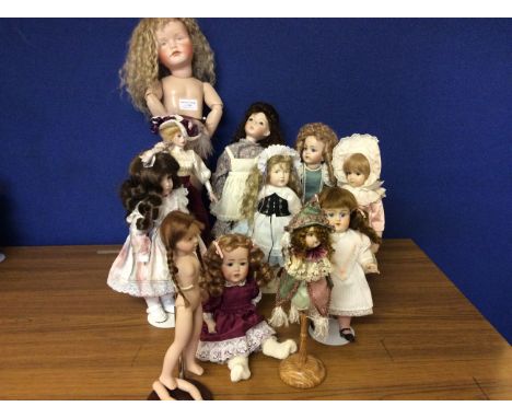 A selection of various Bisque German dolls to include 'Dawn by Dianna Effner', 'K&R 114', 'Helen Neve 93', 'Appi 1995 RW' etc