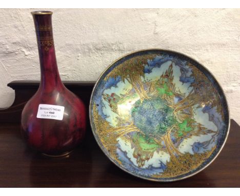 An early 20th Century Royal Worcester Crown Ware bowl having castle design with gilt detailed trees, together with a Losol Wa