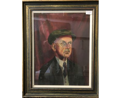 Framed, unsigned, 20th Century Northern School, oil on board, bust length portrait of a gentleman in suit and tie wearing a f