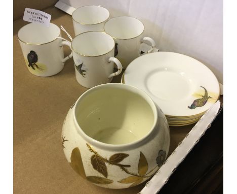 A late 19th Century Royal Worcester vase having gilt painted butterfly and floral design, together with four Royal Worcester 