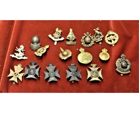 British Military Cap Badges (18) including: Royal Naval Air Service Armoured Car Section, Nelson Battalion, Royal Marine Ligh