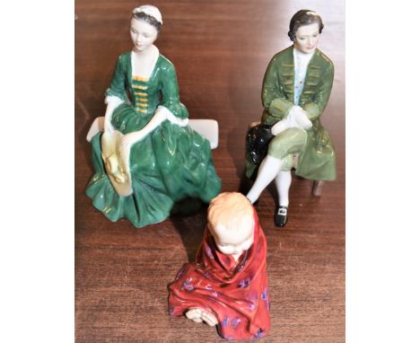 Royal Doulton figurines ''A Lady'' &amp; ''A Gentleman From Williamsburg'', model numbers HN 2227 &amp; HN 2228 with Royal Do