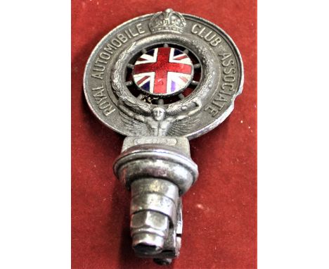 Royal Automobile Club Association Enamel Car Badge F4723, c.1930s, with fitting for attaching to a car radiator, made Fry and