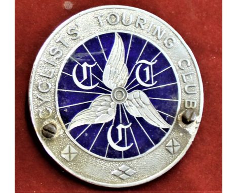 Cyclist's Touring Club - vintage blue enamel centre with white-metal. Scarce badge