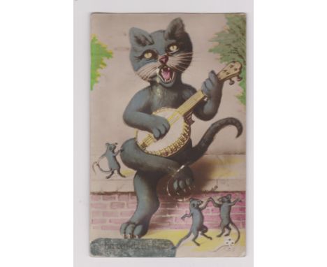 Novelty A Black Cat playing a banjo with mice dancing, squeaker working! German AWH. Ein Verliebten Rater . DRGM no 915 /37 