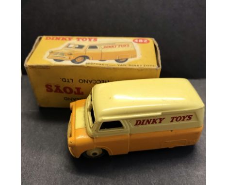 Dinky Toy Bedford Van Dinky Toys Model 482 Yellow/Orange Lower Body. Played, worn, boxed. MU £100 Issued Oct 1956