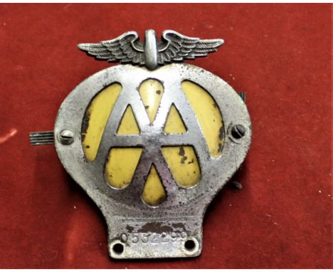 1945-1957 AA - Chrome Car Badge with yellow enamel backing, No. O532299