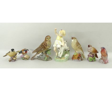 A group of ceramic figurines comprising a Royal Worcester figurine of 'April' 3416, modelled by F. G. Doughty, 16cm, Royal Wo